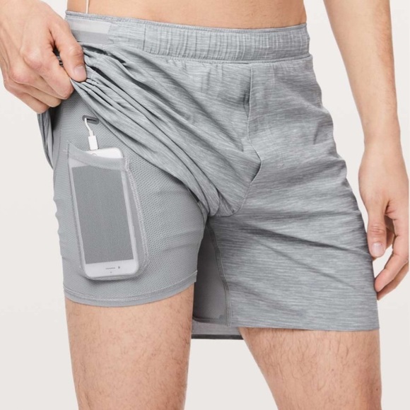 Lululemon Surge Short *6" in Heather Allover Sea Salt Light Cast sz S - Picture 5 of 11